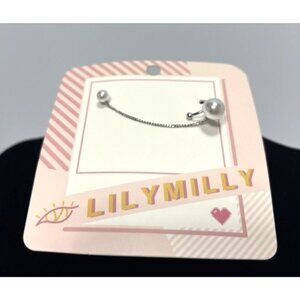 LILYMILLY Silver Pearl Chain Dangle Earrings Costume Drop Fashion Jewelry NEW